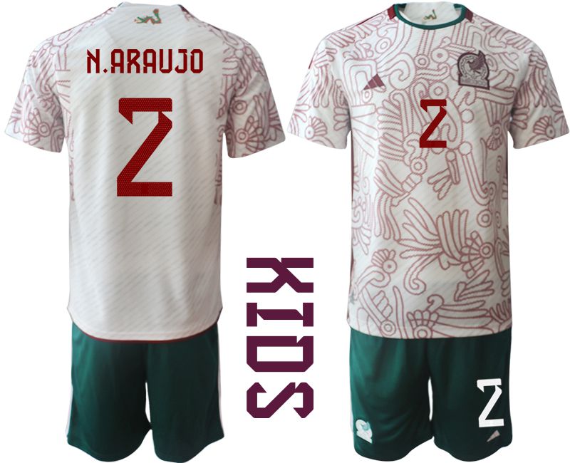 Youth 2022 World Cup National Team Mexico away white 2 Soccer Jersey